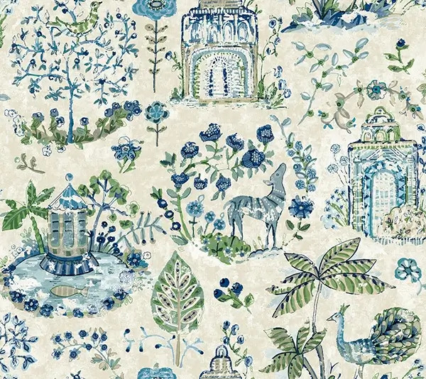 Parc Sapphire Garden Dreams Wallpaper | York Wallcoverings