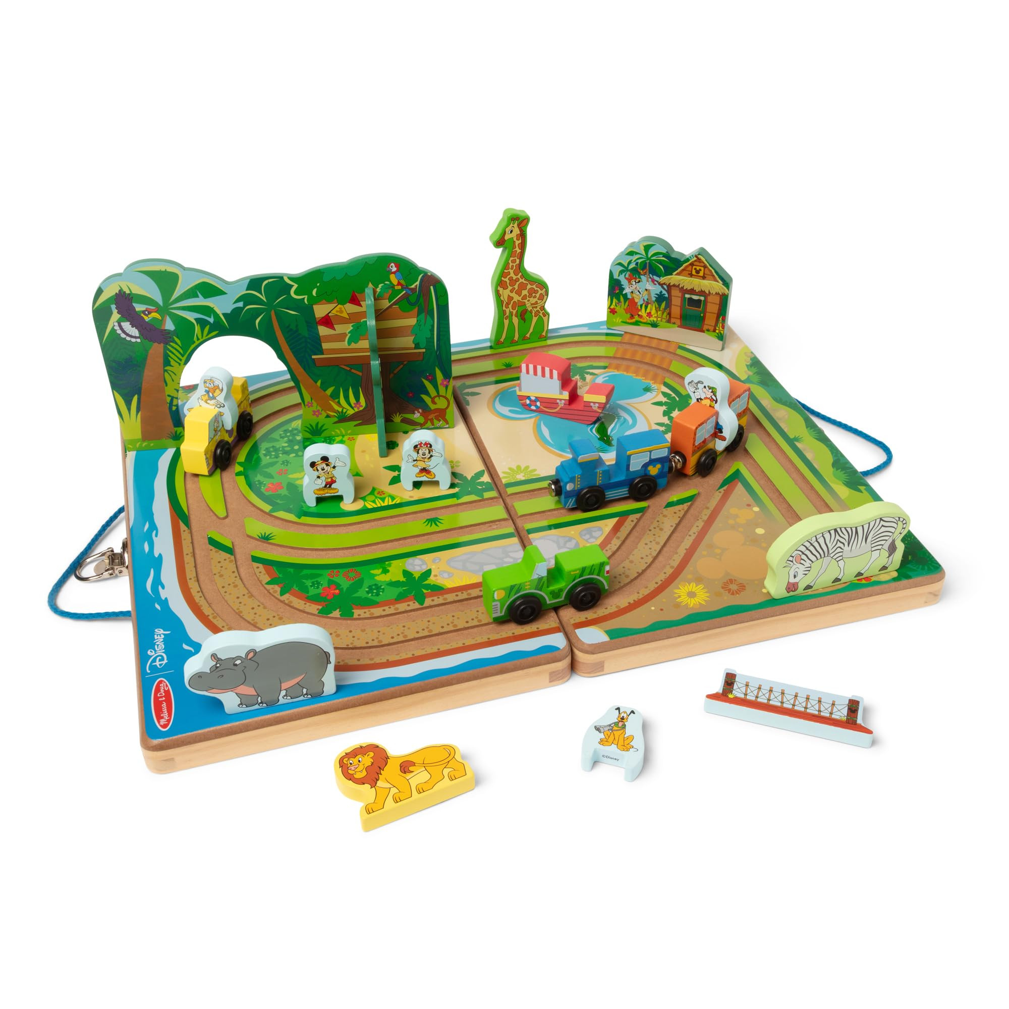 Melissa & Doug Disney Take-Along Safari Adventure Wooden Play Set with Built-in Tracks – 20 Pie... | Amazon (US)