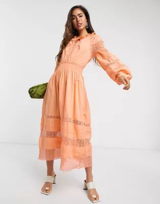 Y.A.S. Cantalina tiered smock dress in pale orange | ASOS (Global)