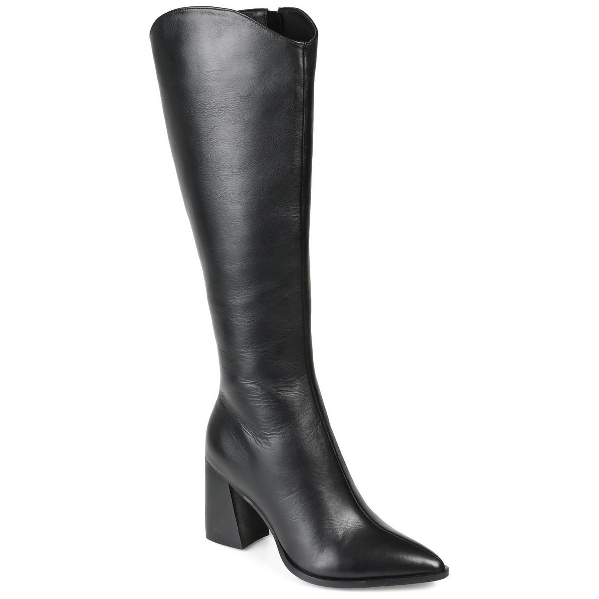 Journee Signature Womens Genuine Leather Laila Wide Calf Almond Toe Inside Zip Knee High Boots | Target