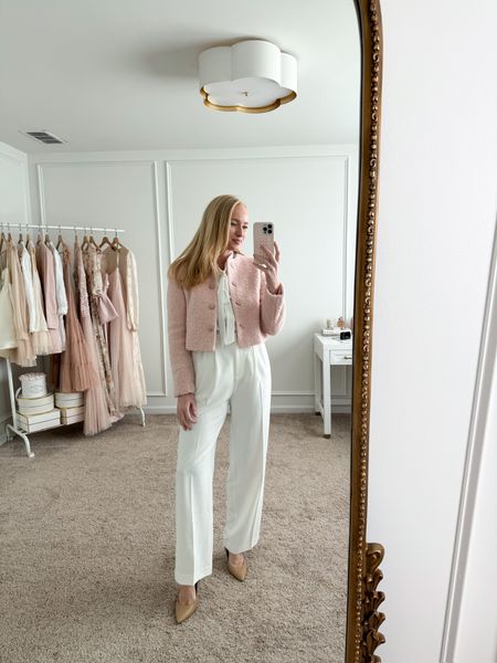 In love with this elevated look from Goelia! Perfect spring workwear option. Wearing size medium in the top and pants and size xs in the jacket! Use my code AJ10 for 10% off! 

#LTKSeasonal #LTKworkwear #LTKstyletip