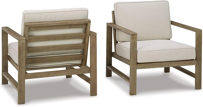 Signature Design by Ashley Outdoor Fynnegan Patio Eucalyptus Lounge Chair, 2 Count, Light Brown | Amazon (US)