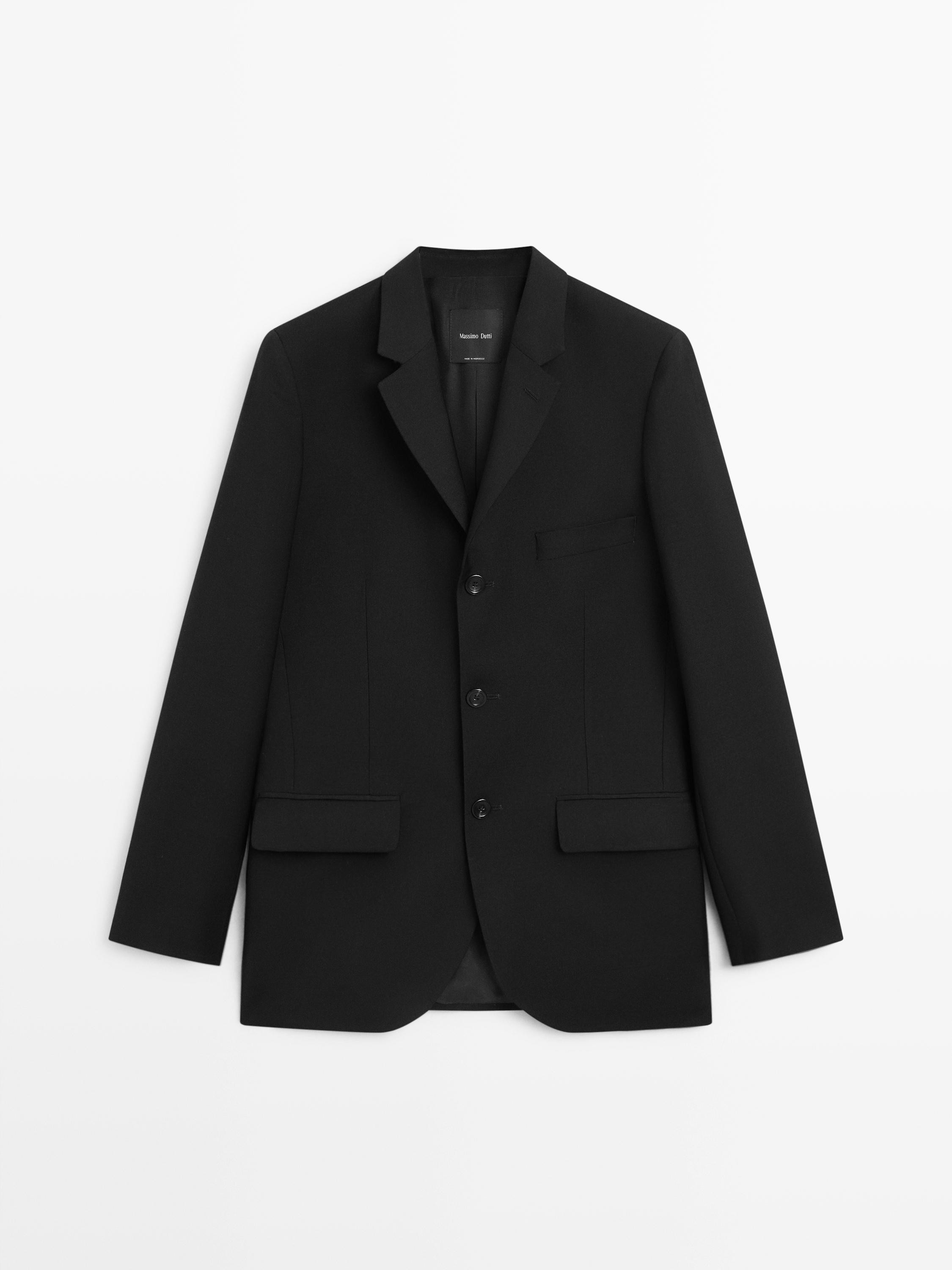 Three-button wool blazer | Massimo Dutti UK