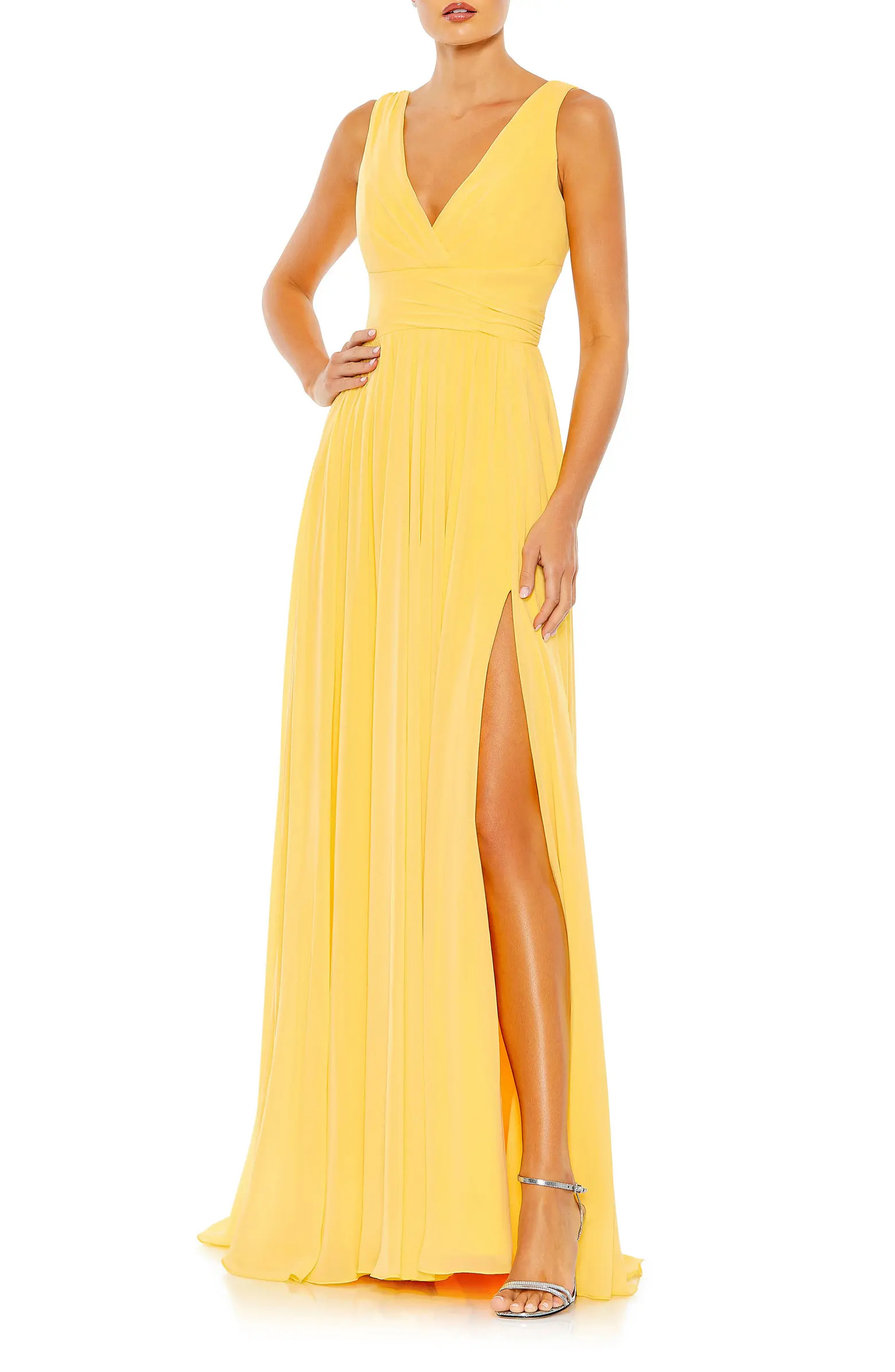 Side Slit Sleeveless Chiffon Gown | Nordstrom