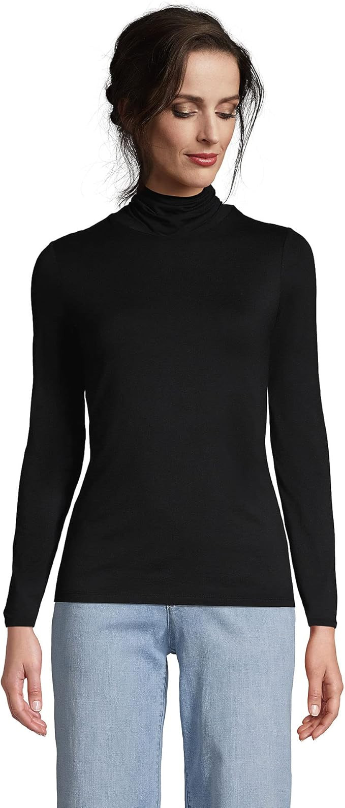 Lands' End Women's Lightweight Fitted Long Sleeve Turtleneck | Amazon (US)
