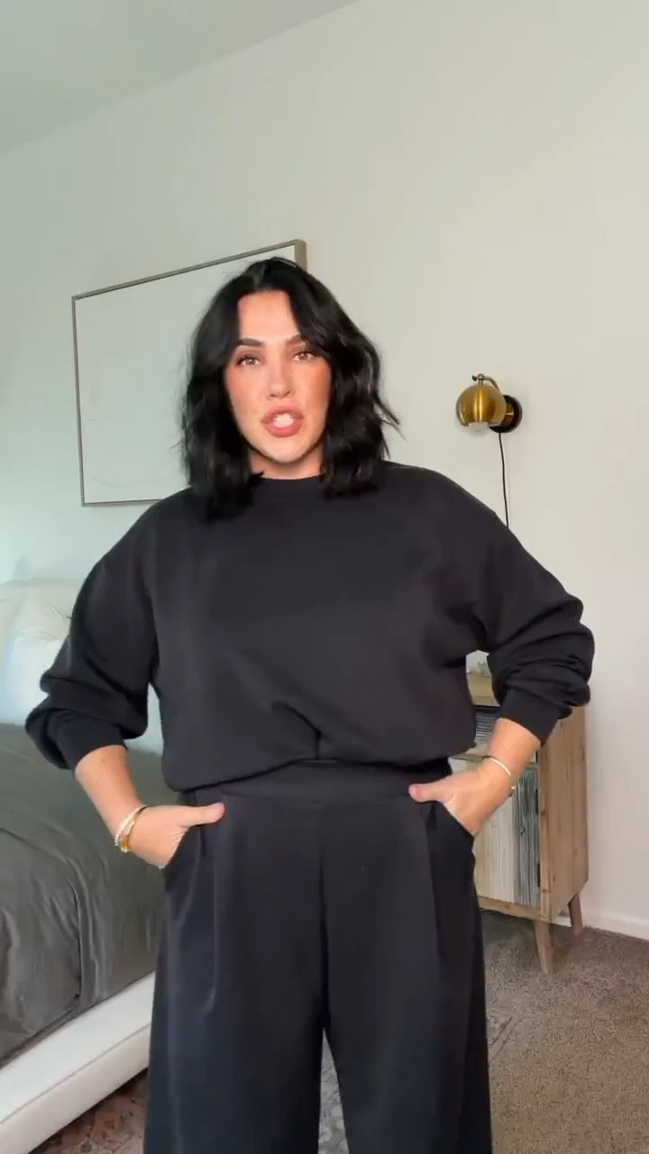 Oh my gosh this set! Pants back in stock & material is Identical to a higher end brand for a fraction of the price. So comfy, almost like a buttery suede material? Not sweats and can definitely be elevated or worn as lounge. Love! 

I did size L in both! 

Winter set, sweat set, comfy winter outfits, midsize winter outfit 

#LTKSeasonal #LTKFindsUnder50 #LTKMidsize