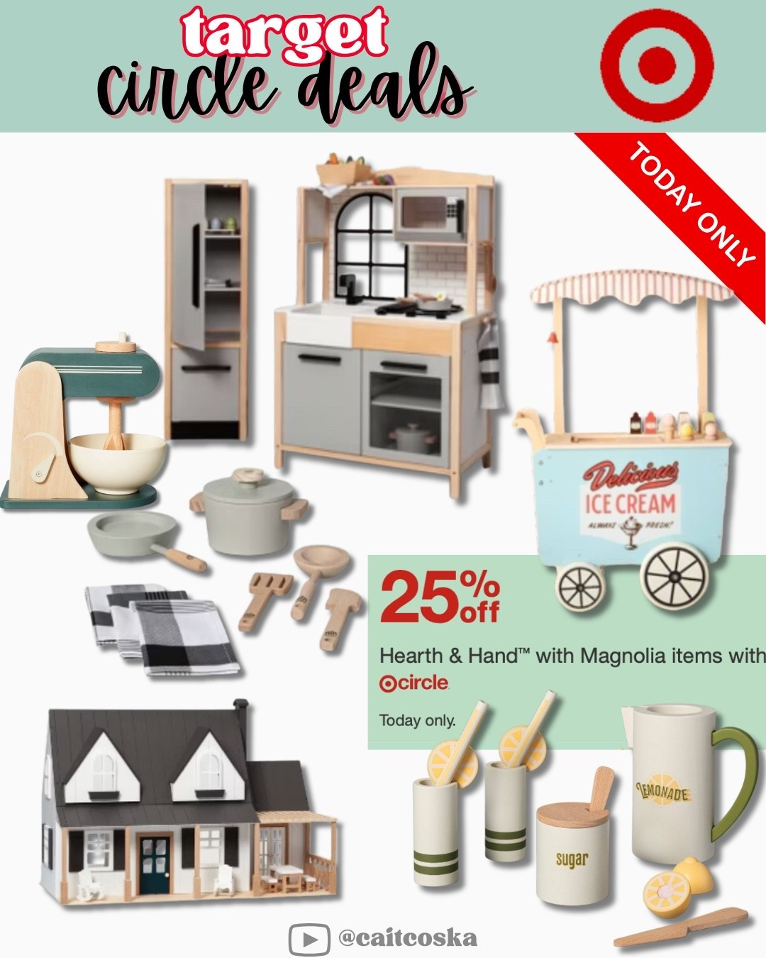 🚨 Today Only! Hearth & Hand by Magnolia is included in Target Circle Week and YES, that means the dreamy toddler toys are on sale!

These are some of the most beautiful, durable play pieces we own. Think heirloom style with modern play function, like the toy kitchen my toddlers use daily, the little farmhouse dollhouse that looks so cute on a shelf, and the toy ice cream cart that’s basically a core memory waiting to happen.

The stand mixer, fridge, lemonade set, and play kitchen tools? Instant yes. These aren’t just toys, they’re pieces that elevate your space and keep your little ones engaged in creative play.

🛒 Roundup is on my LTK, tap fast, because these Circle Week deals disappear tonight!
Follow me there for the best toddler finds, deals, and home picks 💛

#LTKKids #LTKSaleAlert #LTKFindsUnder100
