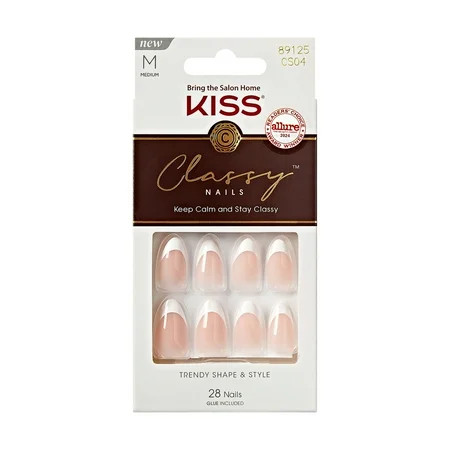 KISS Classy Nails Press on Nails Dashing White Medium Almond 28 Count | Walmart (US)
