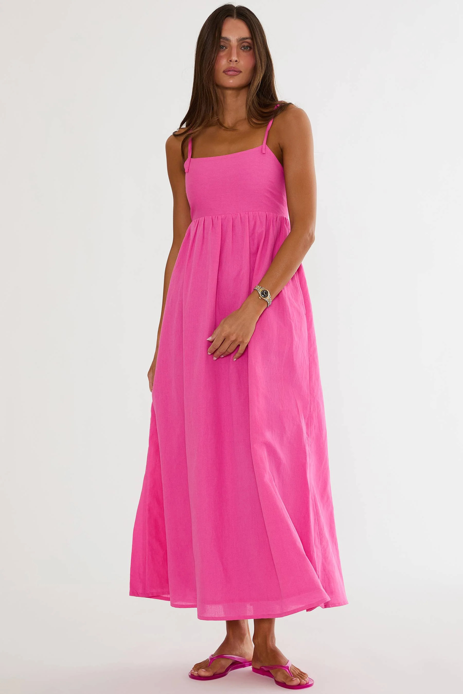 Valory Maxi Dress Peony Pink | Pink Linen Maxi Dress | Beach Riot | Beach Riot