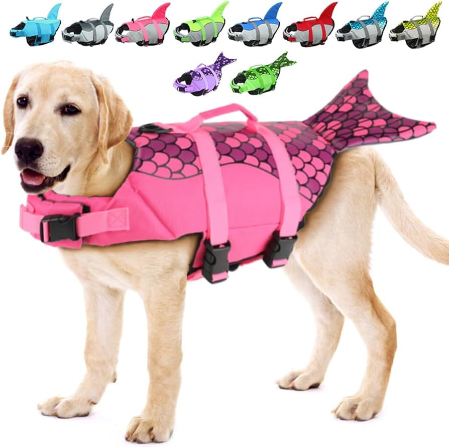 EMUST Dog Life Jacket Mermaid, Ripstop Dog Life Vests with Rescue Handle for Small Medium and Lar... | Amazon (US)