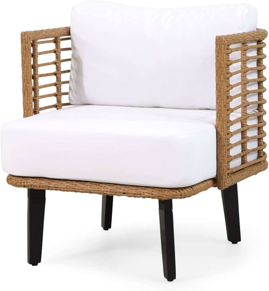 Christopher Knight Home 315002 Nic Outdoor Club Chair, White + Light Brown + Black | Amazon (US)