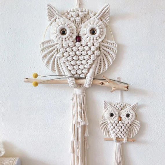 2pcs Owls Dream Catchers Cotton Macrame Wall Hanging Handmade | Etsy | Etsy (US)