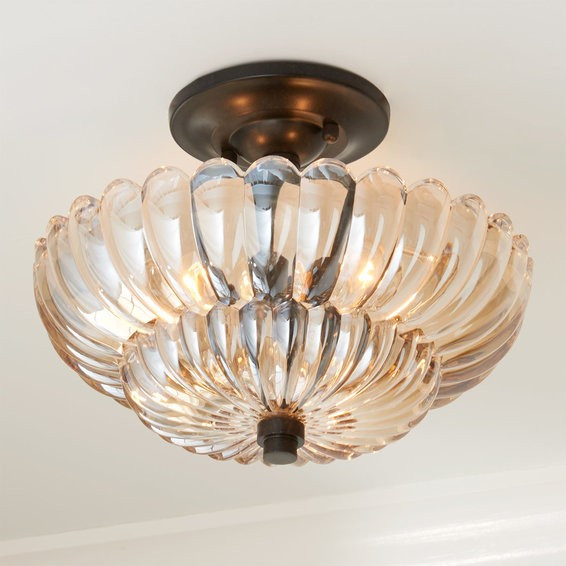 Scalloped Amber Glass Semi-Flush Ceiling Light | Shades of Light