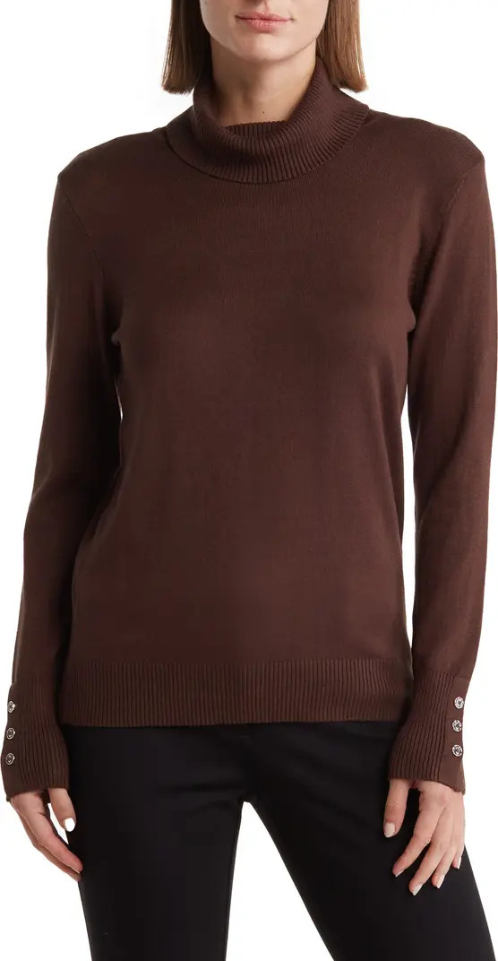 Turtleneck Button Sleeve Pullover Sweater | Nordstrom Rack