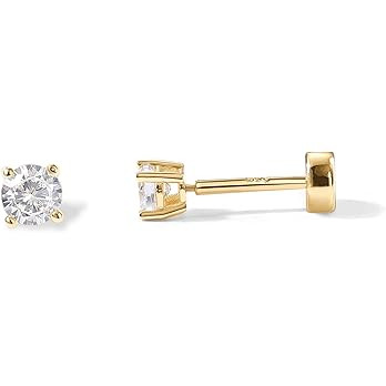 PAVOI 14K Gold Plated Solid 925 Sterling Silver Post Cubic Zirconia Stud Flat Back Earrings for W... | Amazon (US)