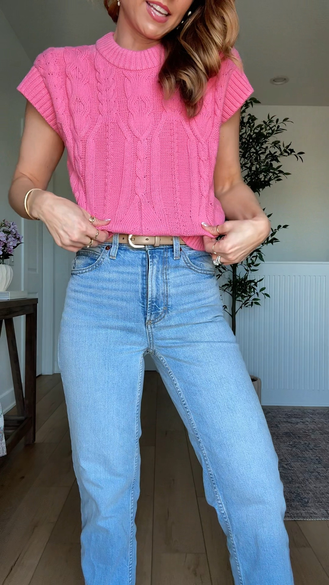 New target arrivals. I love this cable knit sweater top (XS) and straight leg jeans in 00 short. Baller mule flats are TTS. Elevated casual outfit. Every day outfit. Mom outfit. Spring outfit.

#LTKgrwm #LTKPetite #LTKootd