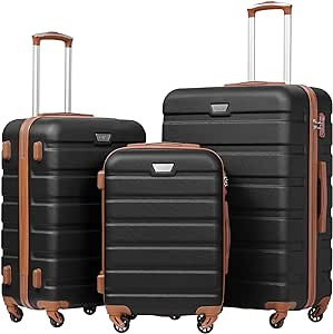 Coolife Luggage 3 Piece Set Suitcase Spinner Hardshell Lightweight TSA Lock | Amazon (US)
