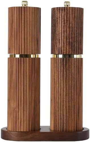 Wooden Salt and Pepper Grinder Set, Refillable Salt and Pepper grinder with adjustable Coarseness... | Amazon (US)