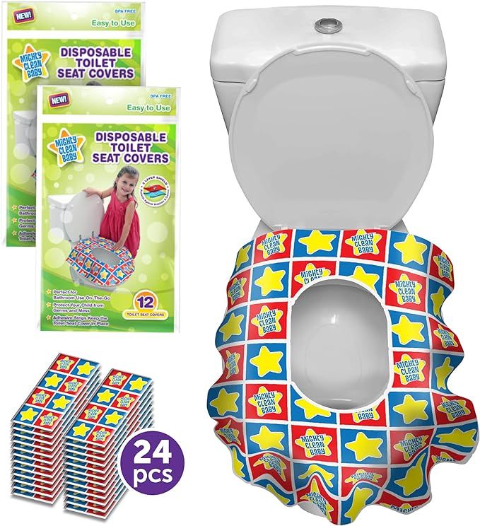 24 Large Disposable Toilet Seat Covers - Portable Potty Seat Covers for Toddlers, Kids, and Adult... | Amazon (US)