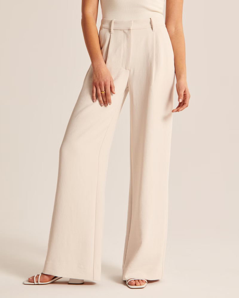 Premium Crepe Tailored Ultra Wide-Leg Pant | Abercrombie & Fitch (US)