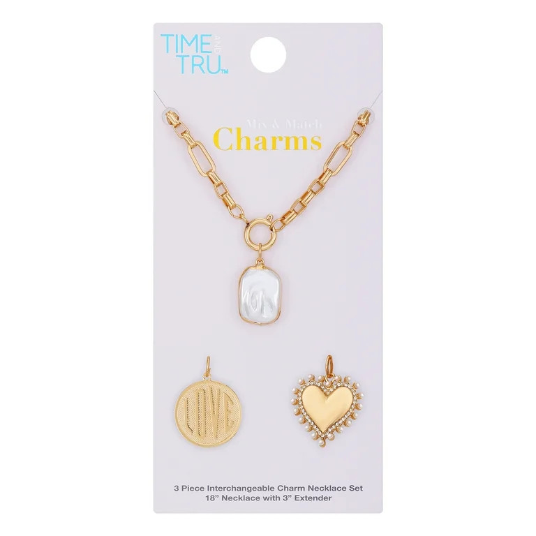 Time and Tru Women's Gold-Tone Interchangeable Love Theme Charms Necklace. | Walmart (US)