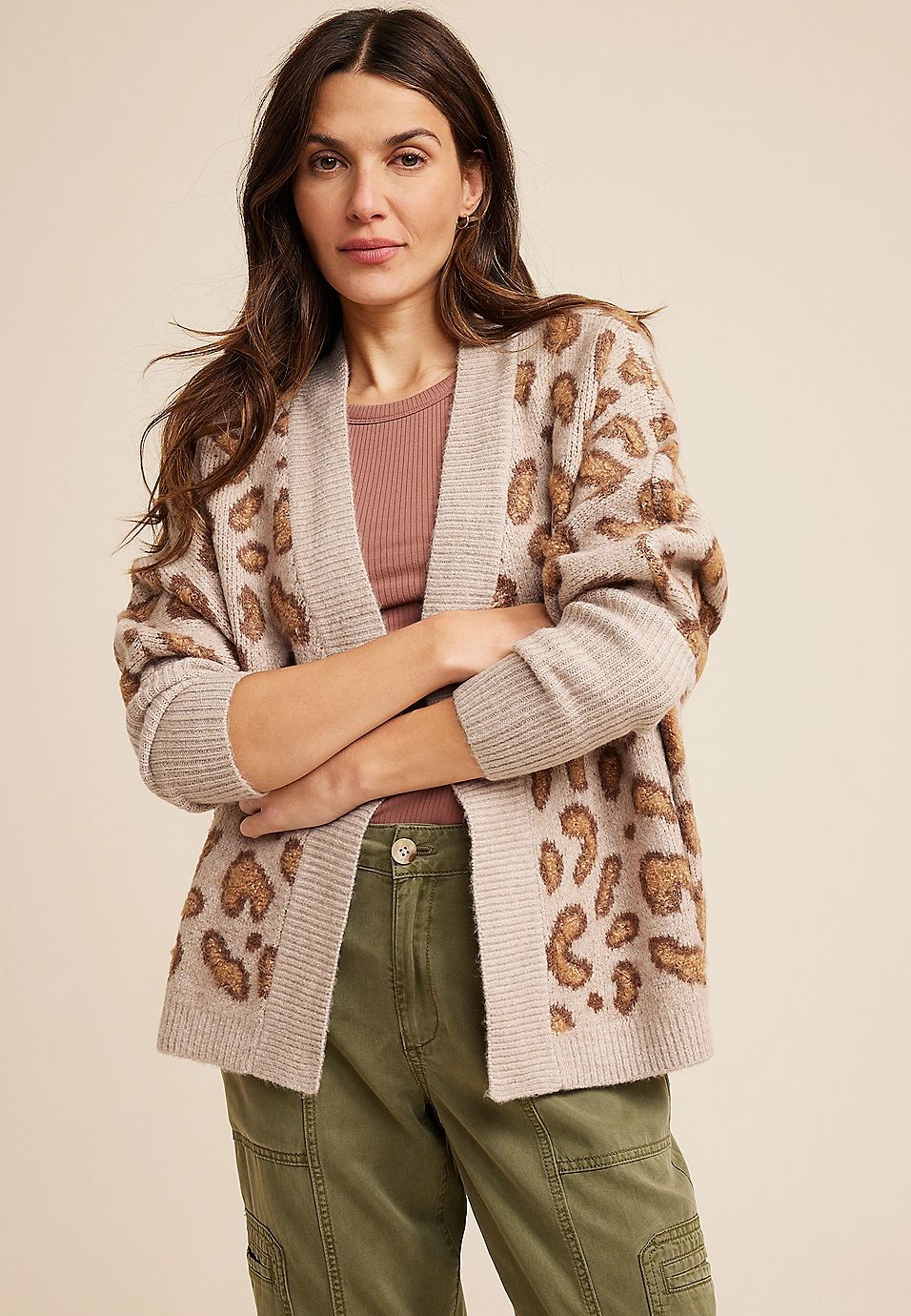 Leopard Cropped Cardigan | Maurices