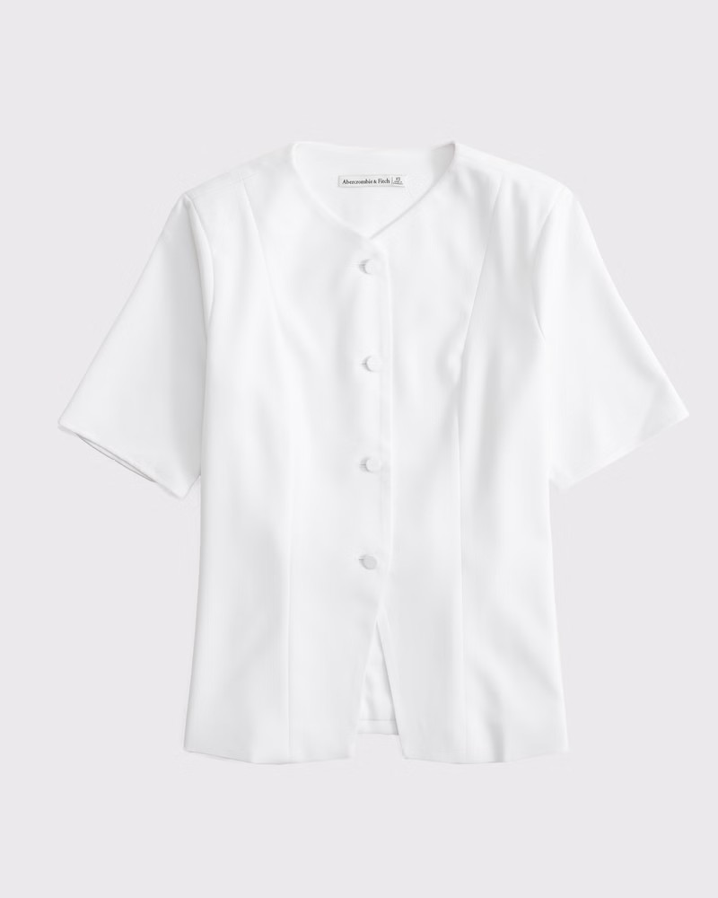 Women's Short-Sleeve Tailored Vest Top | Women's Tops | Abercrombie.com | Abercrombie & Fitch (US)