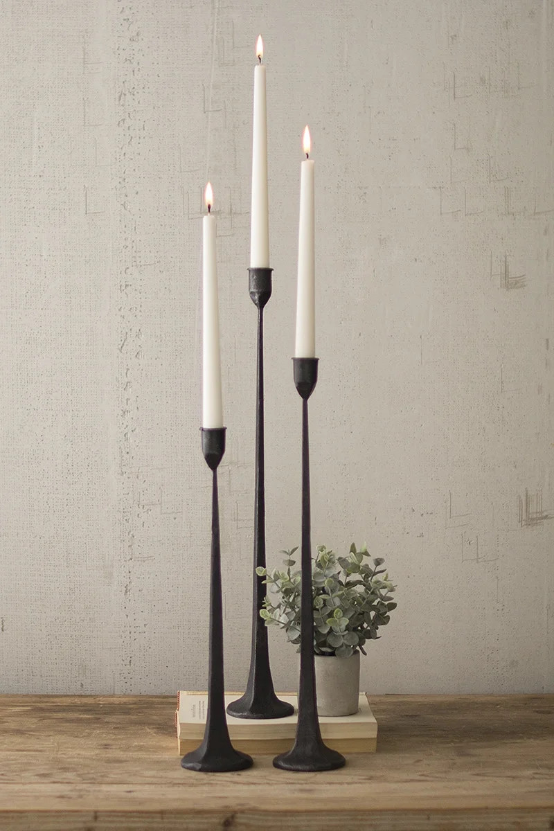 Set Of Three Tall Cast Iron Taper Candle Holders | Walmart (US)