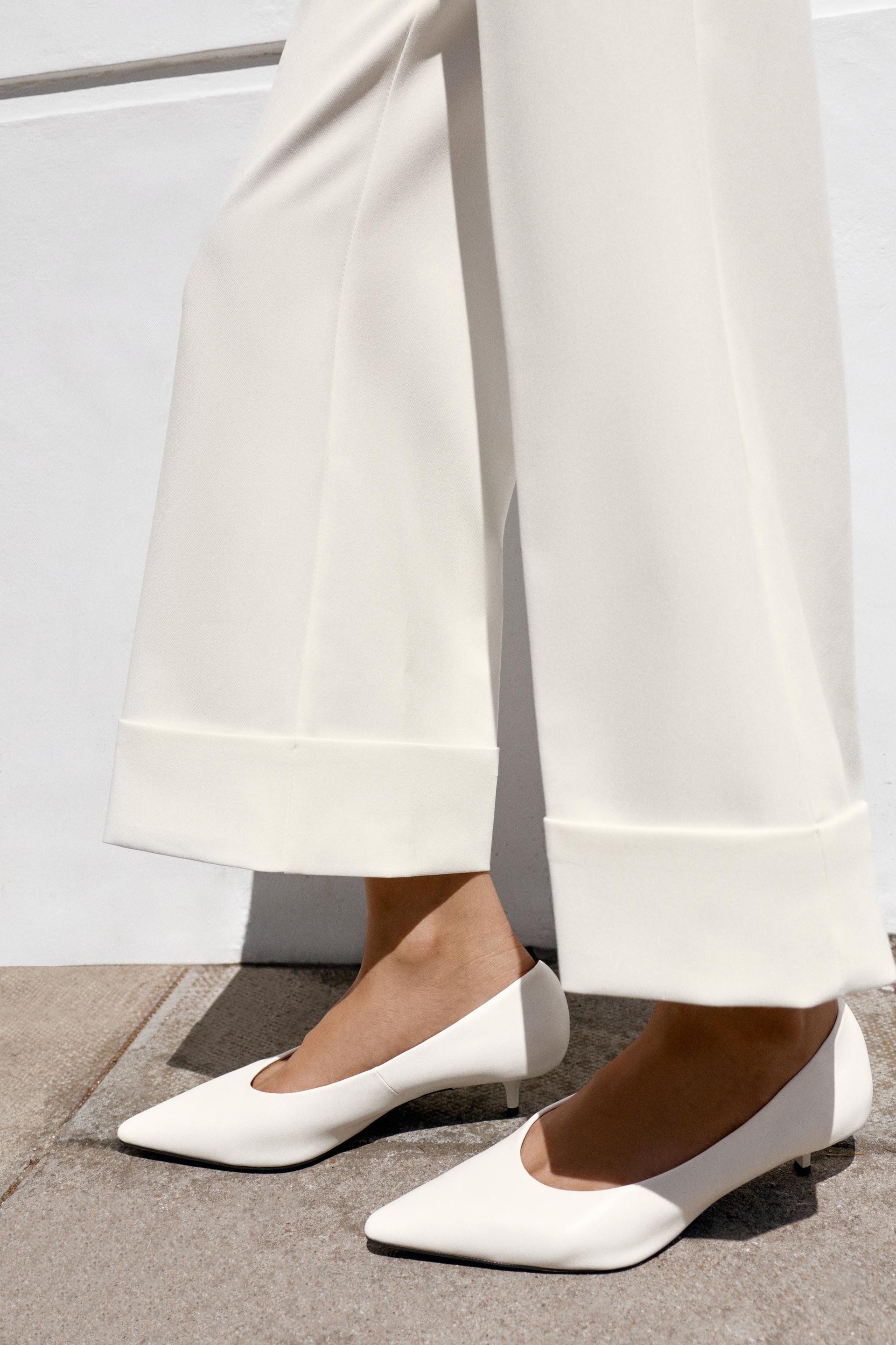 Zara - Pointed Kitten Heel Shoes - White - 9 - Woman | Zara US