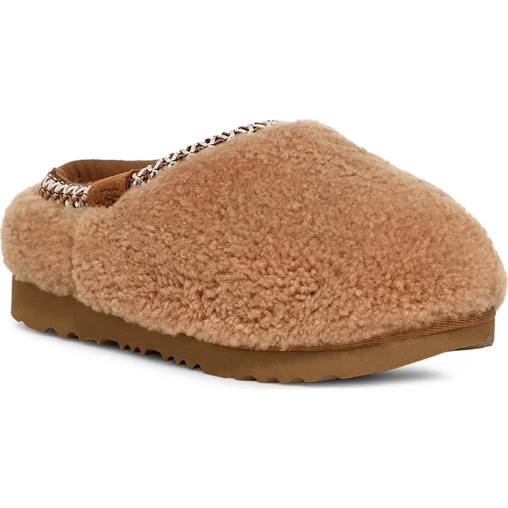 UGG(r) Kids' Tasman Maxi Curly Genuine Shearling Slipper in Chestnut at Nordstrom, Size 13 M | Nordstrom