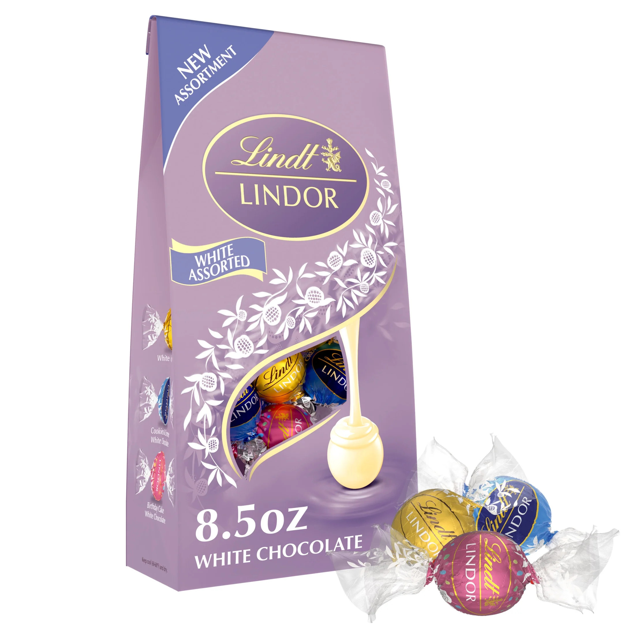 Lindt LINDOR White Chocolate Assorted Chocolate Candy Truffles, 8.5 oz. Bag | Walmart (US)