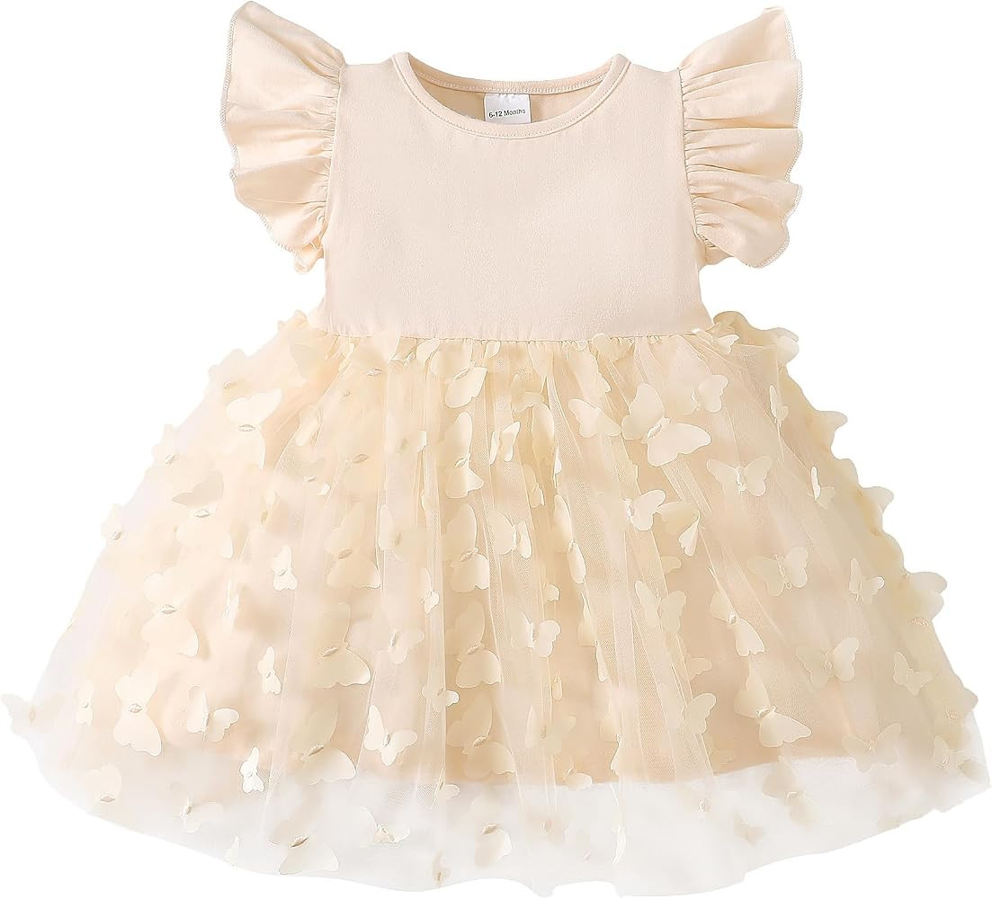 Baby Girl Butterfly Dress Tutu Ruffle Sleeveless Dresses Photograph Party Outfits Birthday Gift | Amazon (US)