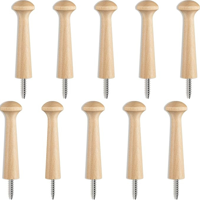 Wooden Shaker Peg Wood Screw-on Shaker Pegs 2.9 Inch Long Unfinished Wood Shaker Racks for Hangin... | Amazon (US)