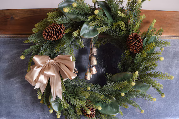 Cedar and Pine Jingle Bell Wreath | Etsy | Etsy (US)