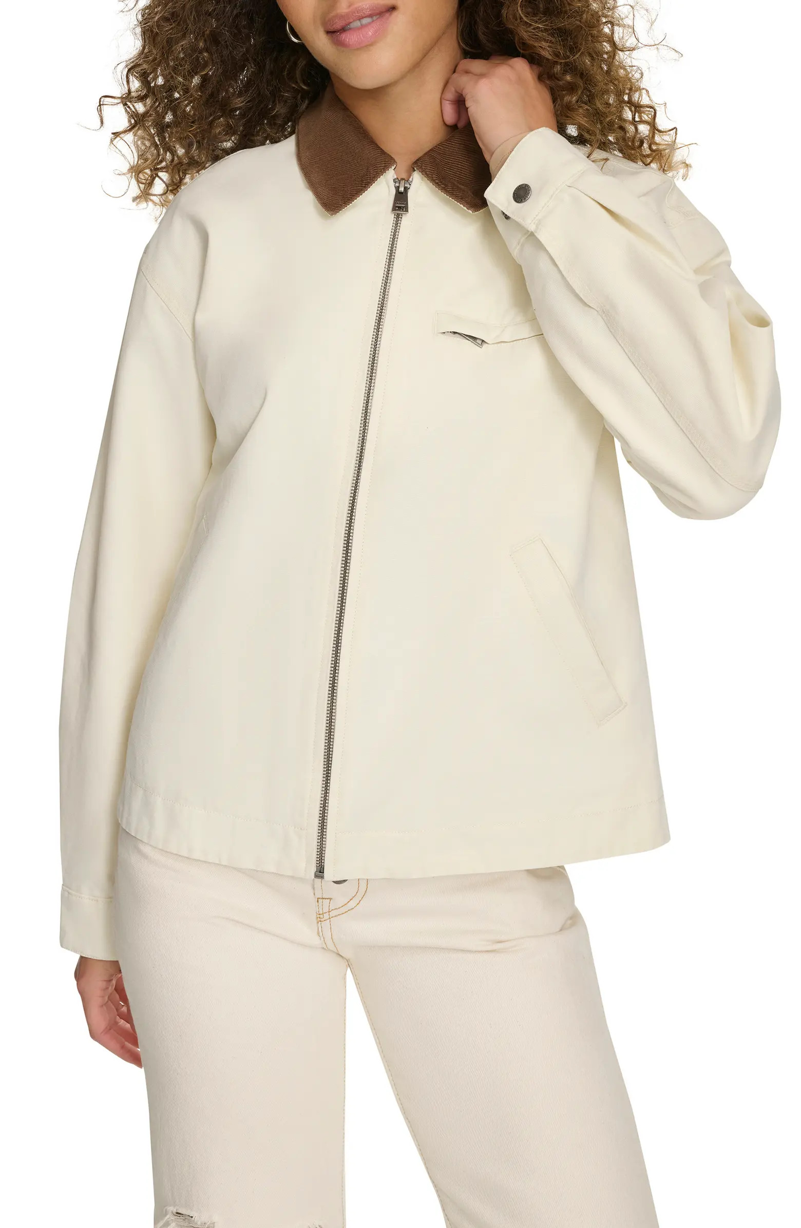 Cotton Twill Utility Jacket with Corduroy Collar | Nordstrom Rack