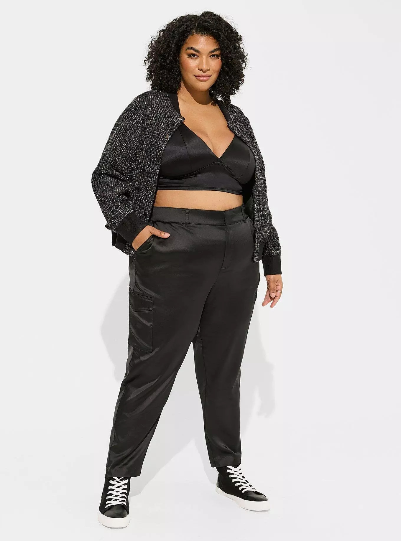 Relaxed Taper Satin Cargo Pant | Torrid (US & Canada)