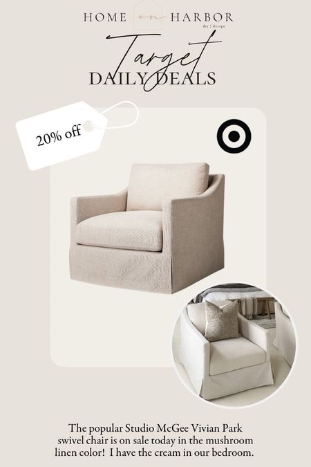 Love this swivel chair from Target! The Mushroom Linen version is on sale today! 

#vivianpark #swivelchair #accentchair #timelesshome #deals 

#LTKSeasonal #LTKsalealert #LTKhome