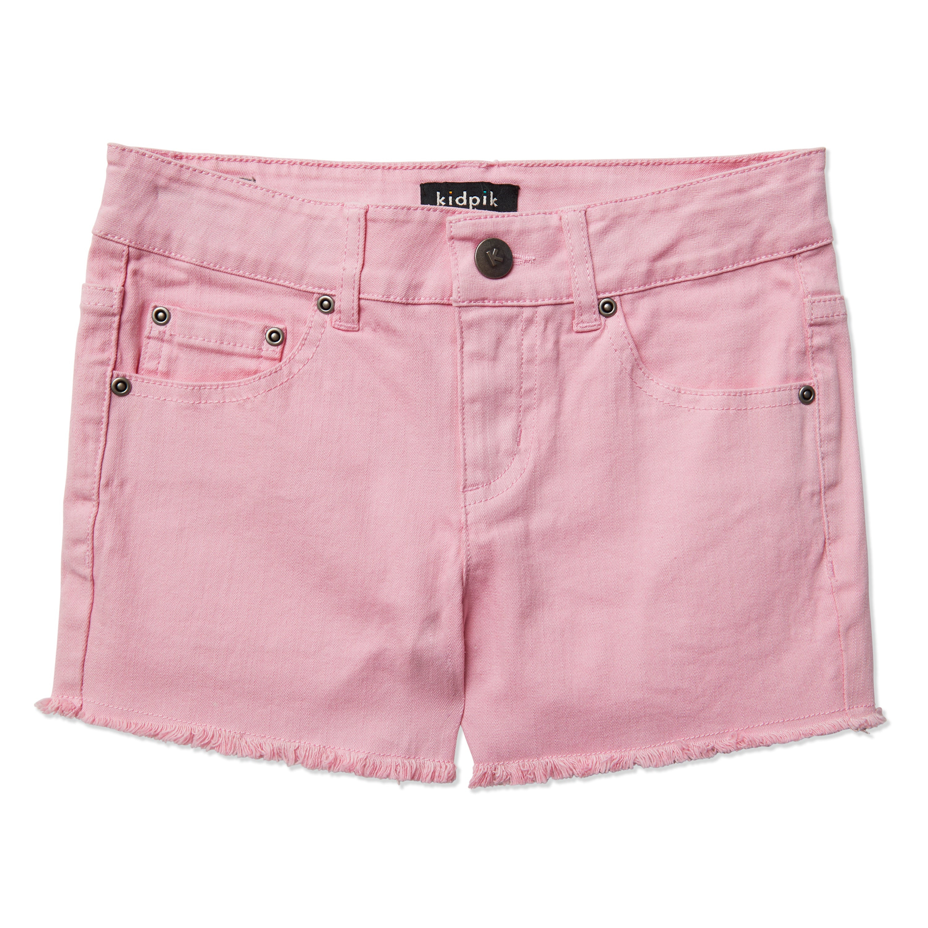 KIDPIK Girls 5 Pocket Colored Cut Off Shorts | Prism Pink | Kidpik Basics