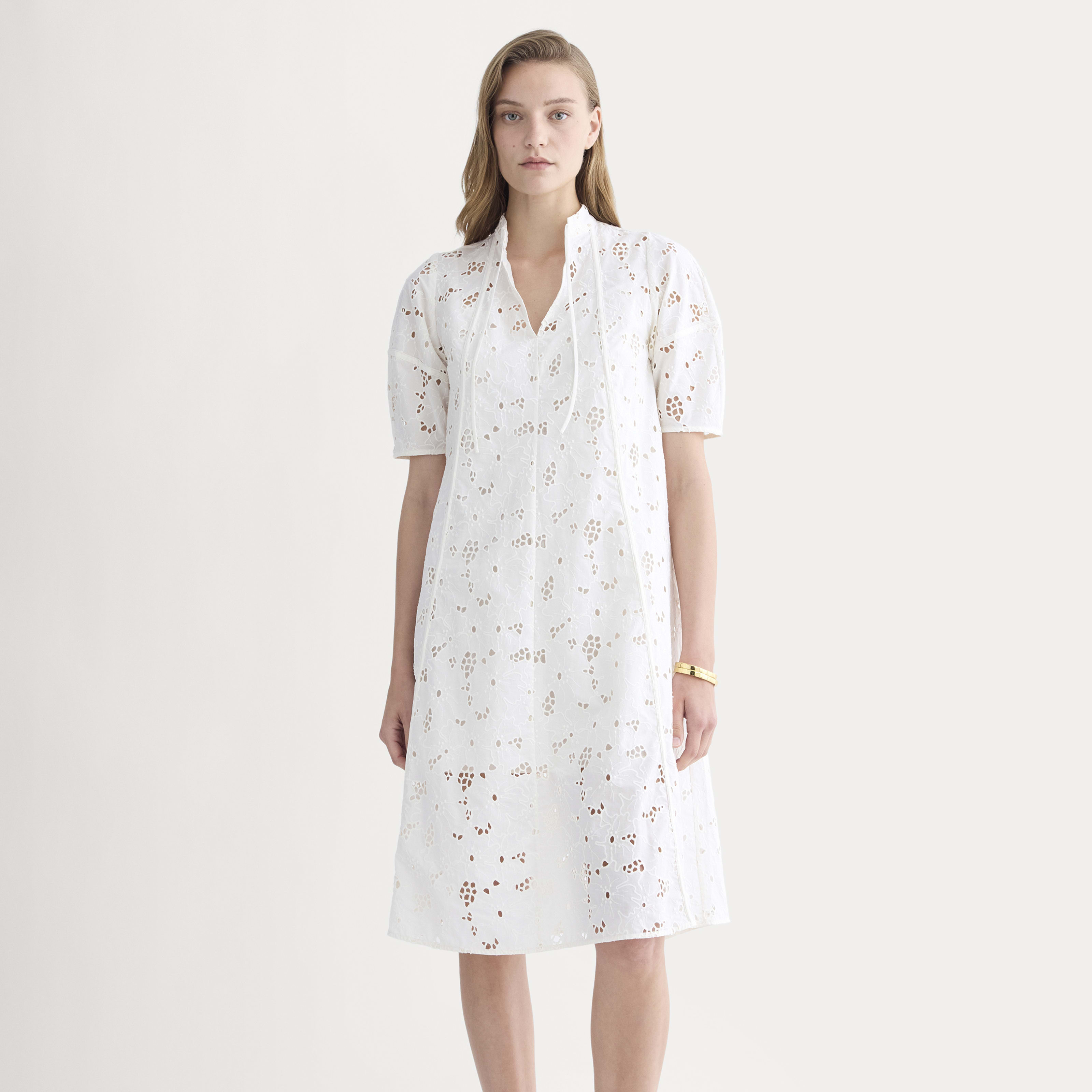 Women's Eyelet Midi Dress by Everlane in Bone White, Size L | Everlane