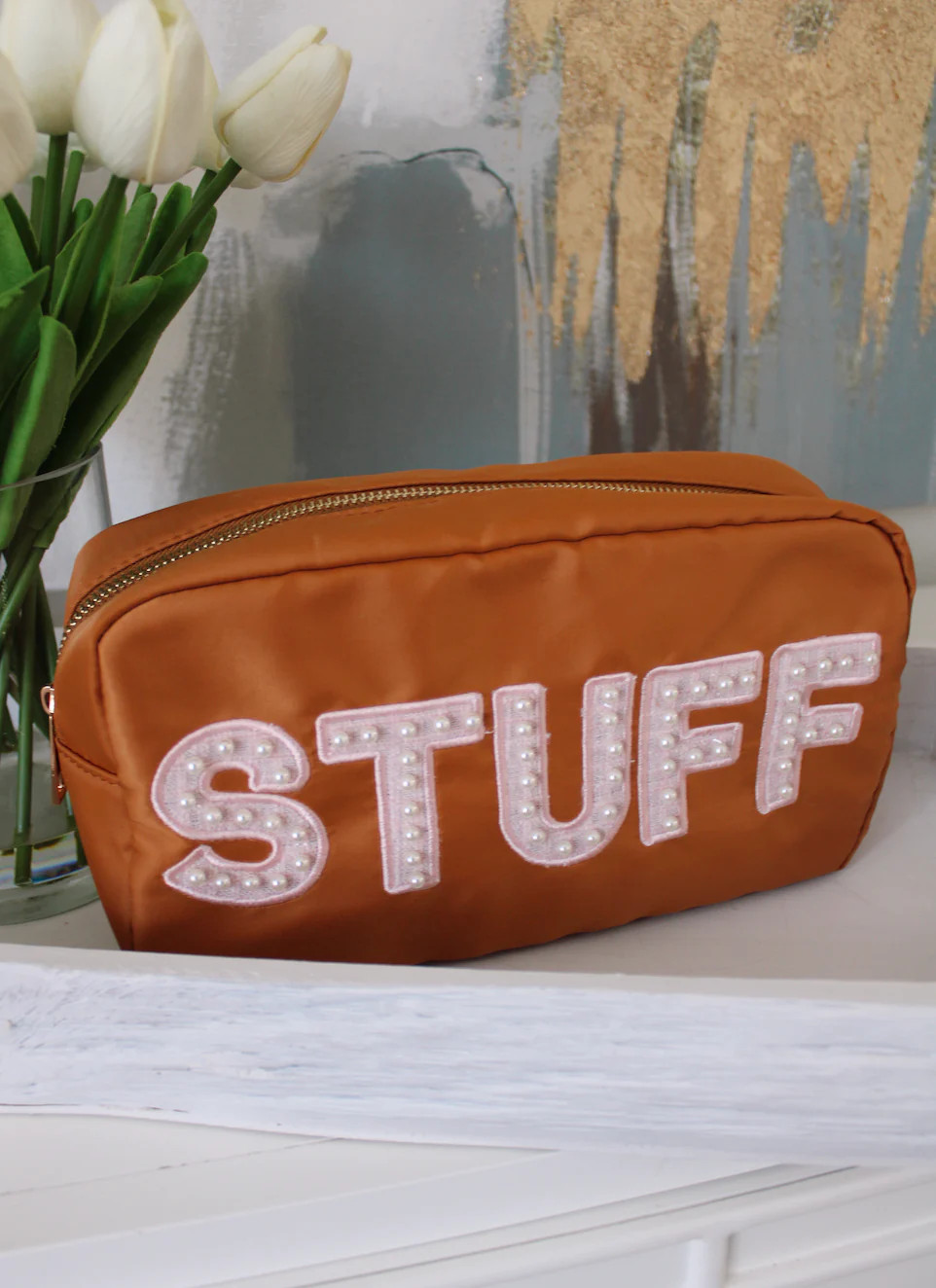 Stuff Large Makeup Bag - Chocolate | KenzKustomz