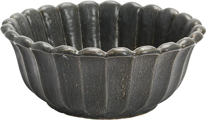 Creative Co-Op Stoneware Flower Shaped Bowl, Matte Black Reactive Glaze, 10''L x 10''W x 4''H | Amazon (US)