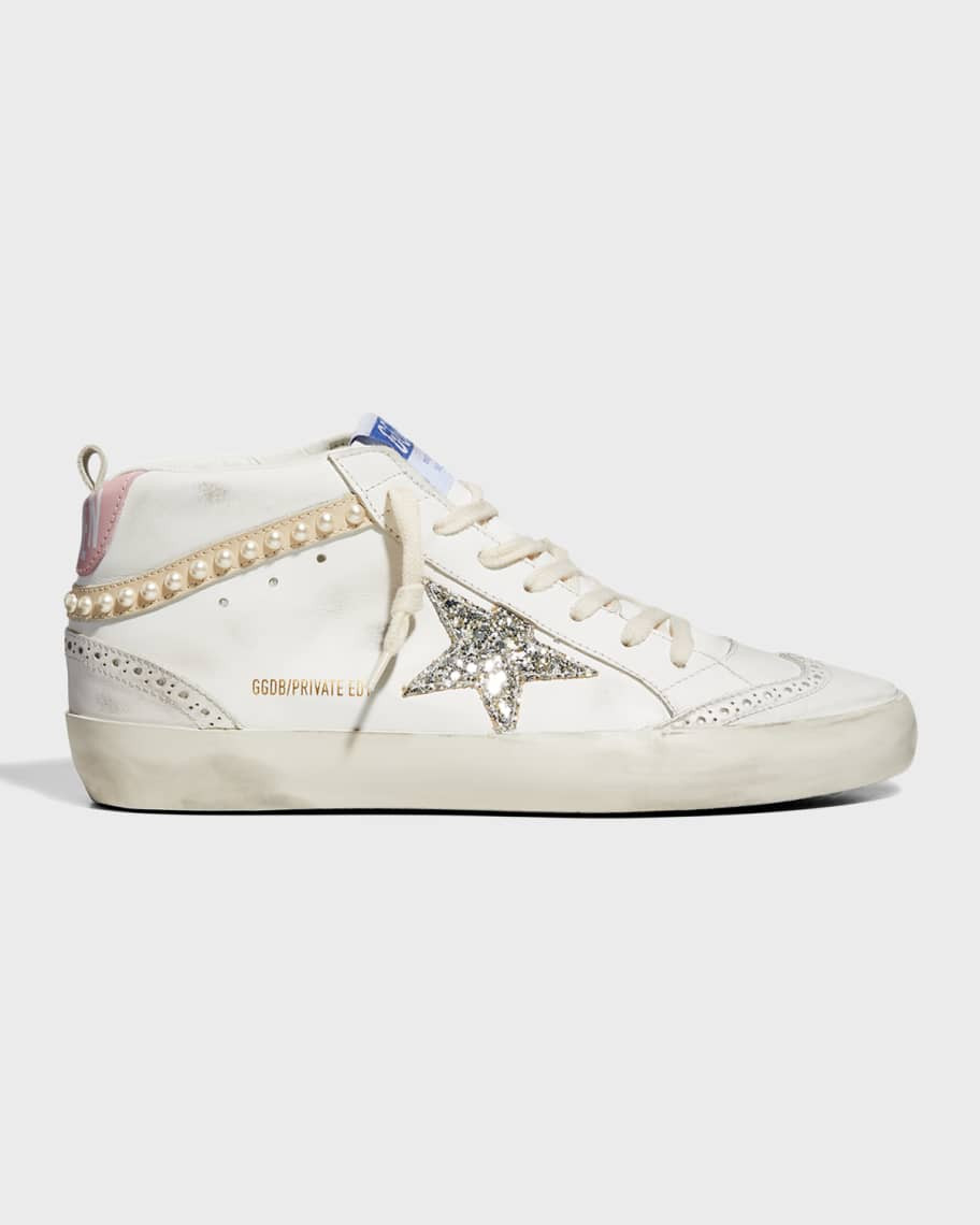 Golden Goose Midstar Pearly Glitter Wing-Tip Sneakers | Neiman Marcus