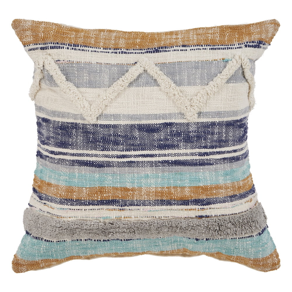 Ox Bay 18" x 18" Bohemian, Modern Farmhouse Multi-color Textured Cotton Throw Pillow , Textured, ... | Walmart (US)