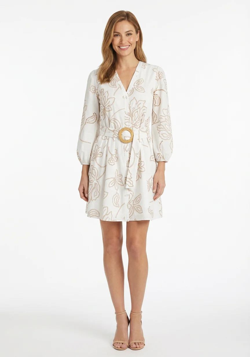 Dannie Cotton Bishop Sleeve Shirtdress | Maggy London