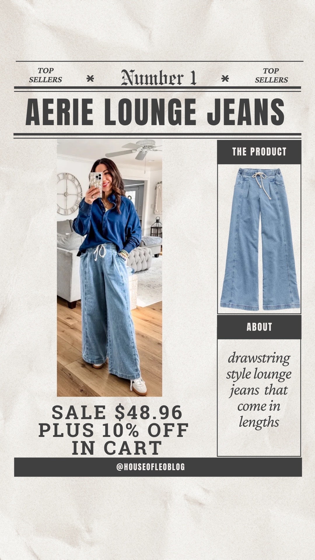 Wearing XS short lounge jeans. Small Henley sweatshirt. Josh and jeans. Wide leg pants.

#LTKPetite #LTKSaleAlert #LTKOver40