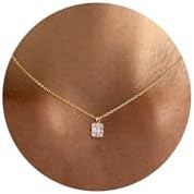 Tewiky Pendant Necklace for Women， Dainty 14k Gold Plated Chain Choker Necklaces Aesthetic Simp... | Amazon (US)
