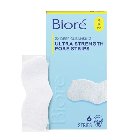 Bioré Witch Hazel Ultra Deep Cleansing Blackhead Remover Pore Strips, Nose Strips, 6 ct | Walmart (US)