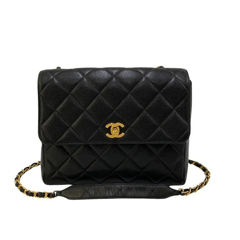 Pre-Owned CHANEL Chanel Matelasse Cocomark Matte Caviar Skin Chain Shoulder Bag Black 12309 (Good... | Walmart (US)