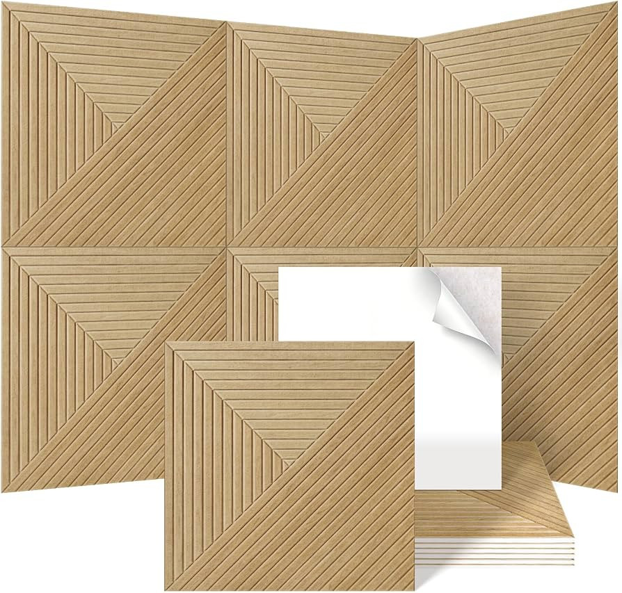 Acoustic Wall Panels, 6-Pack 23.62 X 23.62 Inches Decorative Acoustic Panels, Self-Adhesive Sound... | Amazon (US)