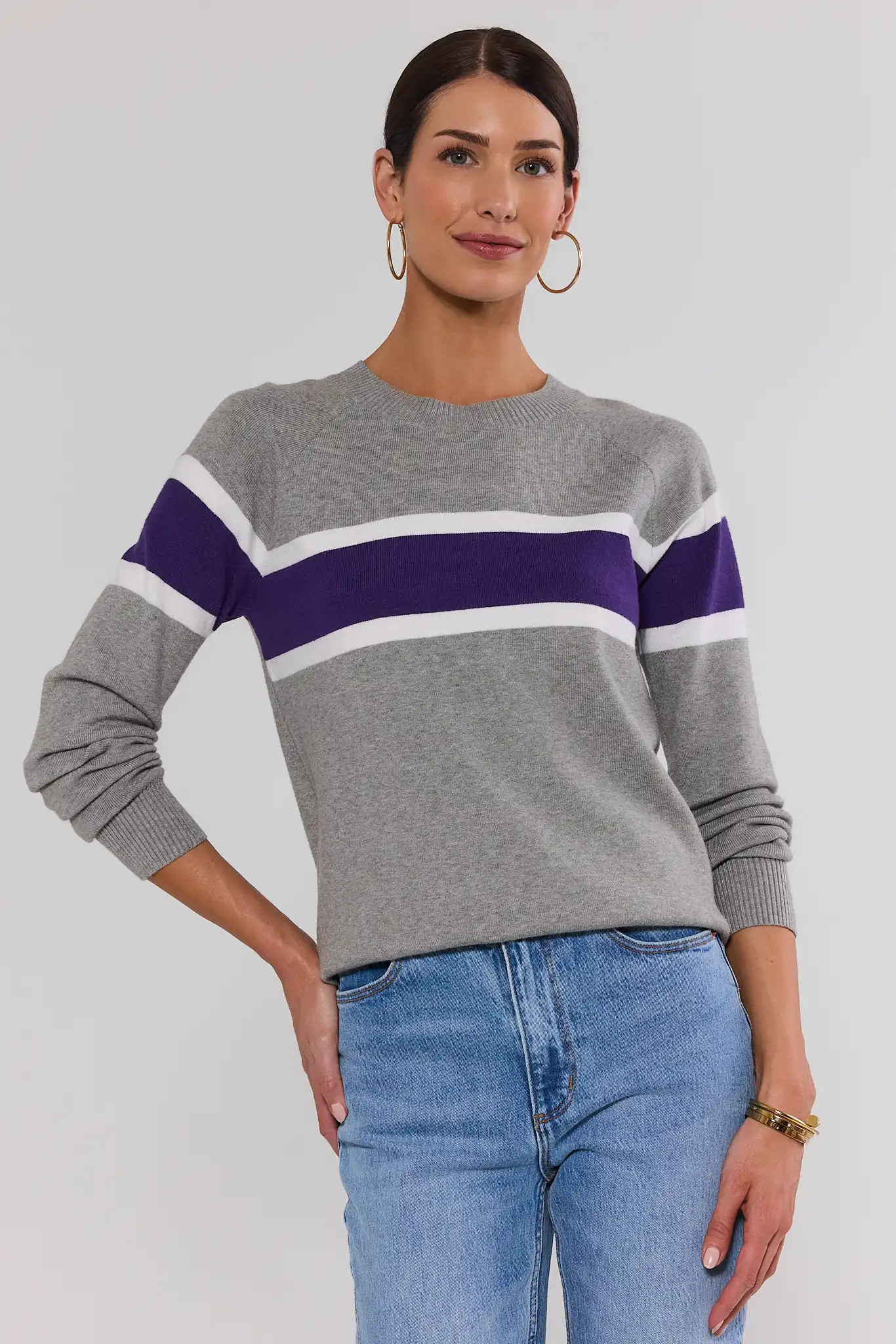 Dylan Purple Stripe Sweater | Avara